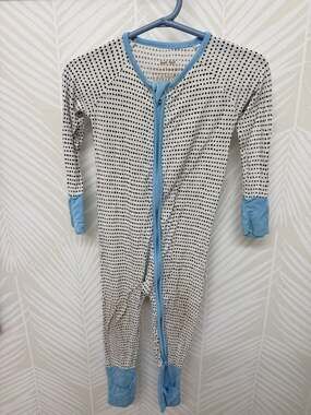 Play Little Sleepies Painted Dots Zippy Pajamas Blue Trim Bamboo Viscose